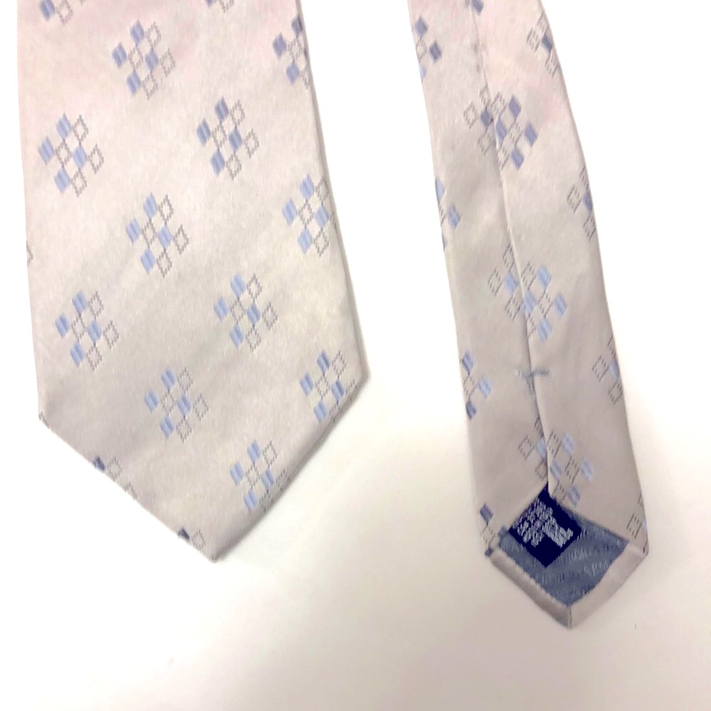 Giorgio Armani Tie Silver & Blue Diamonds Silk Made in Italy Excellent Condition